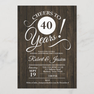 Invitation 40e anniversaire de Mariage en Russie - Bois