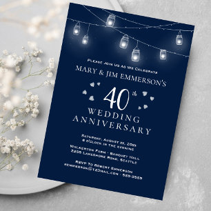 Invitation 40e anniversaire de mariage - Guirlande lumineuse