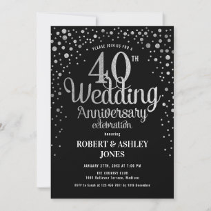 Invitation 40e anniversaire de mariage - Noir et argent
