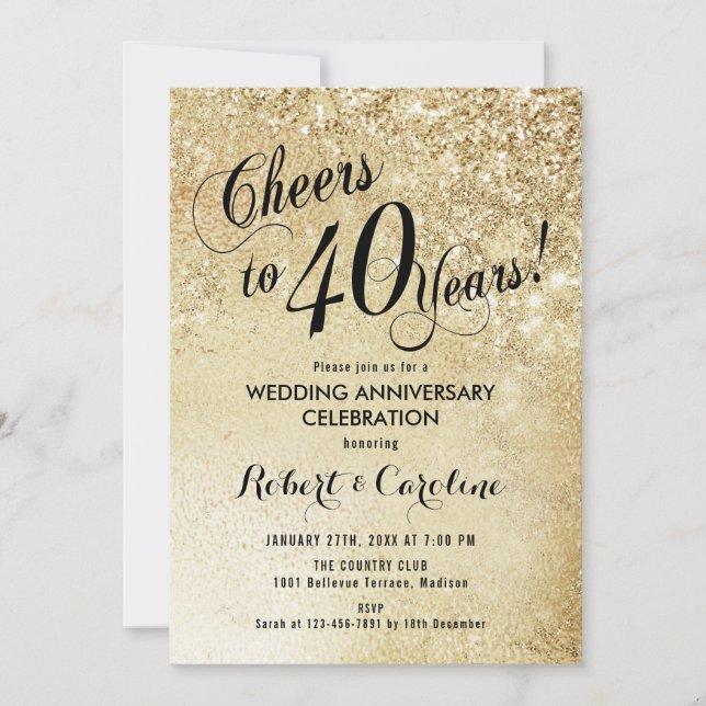Invitation 40e anniversaire de mariage or (Devant)