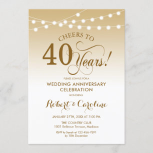 Invitation 40e anniversaire de mariage - Or Blanc