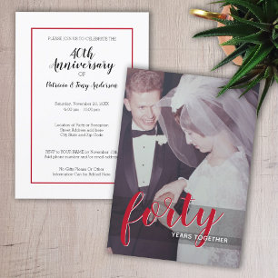 Invitation 40e anniversaire de mariage & Photo - rouge rubis