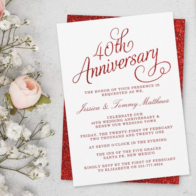 Invitation 40e anniversaire de mariage Rubis (Créateur téléchargé)