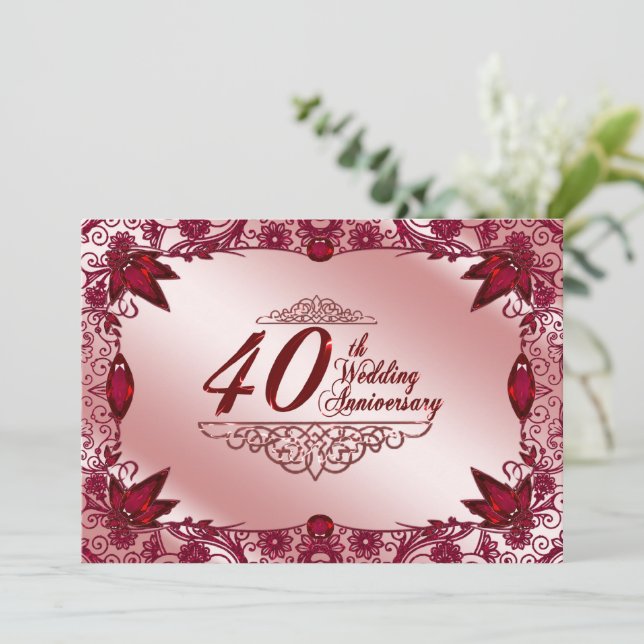 Invitation 40e anniversaire de mariage Rubis 5x7 (Debout devant)