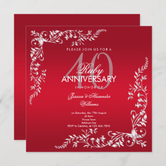 Invitation 40e anniversaire de mariage Rubis Decoration
