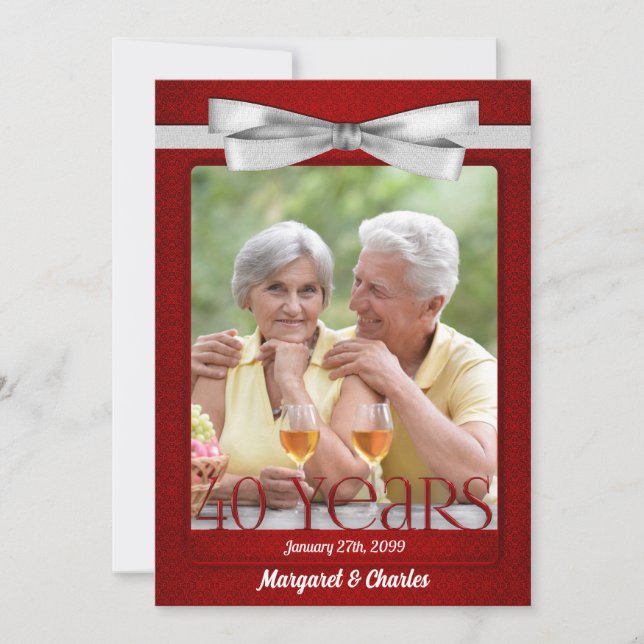 Invitation 40e anniversaire de mariage rubis Photo (Devant)