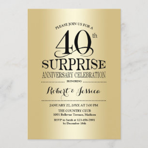 Invitation 40e anniversaire de Mariage surprise - Or