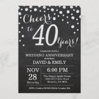 40e Anniversaire de Mariage Tableau Noir Argent