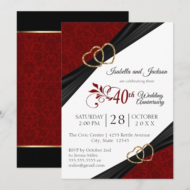 Invitation 40e anniversaire de Ruby Design (Devant / Derrière)