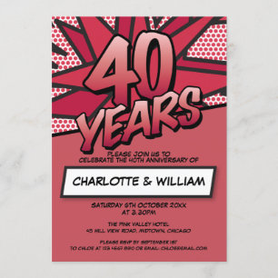 Invitation 40e anniversaire de Ruby Mariage Amusement moderne