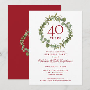 Invitation 40e anniversaire de Ruby Surprise Party Garland