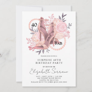 Invitation 40e anniversaire de surprise   Haut talons Rose
