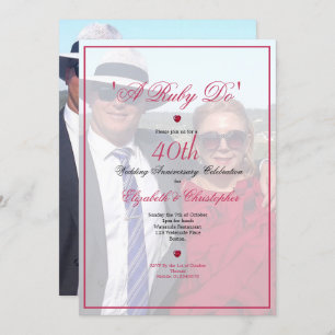 Invitation 40e anniversaire du Mariage Photo Elegant A Ruby D