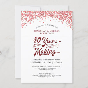 Invitation 40e anniversaire du Mariage Ruby Confetti