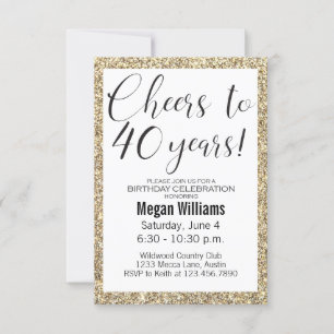 Invitation 40e anniversaire Elegant Black and Gold Parties sc