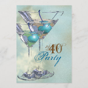 Invitation 40e anniversaire élégant bleu marron