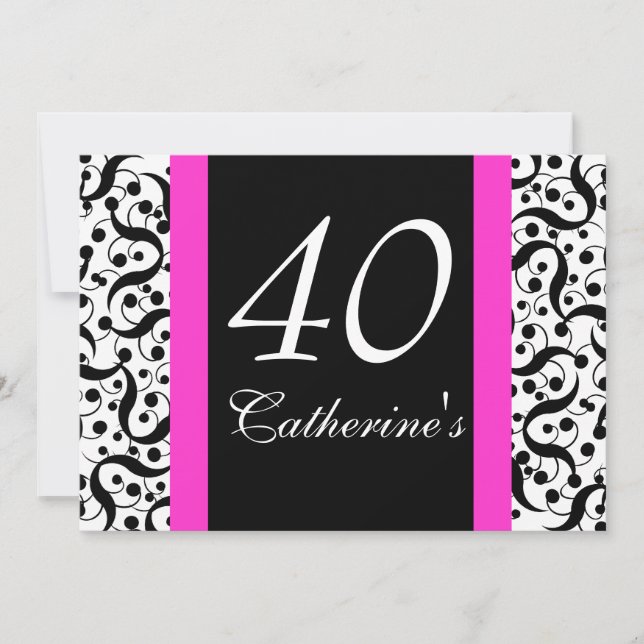 Invitation 40e anniversaire élégant célébration d'un âge quel (Devant)
