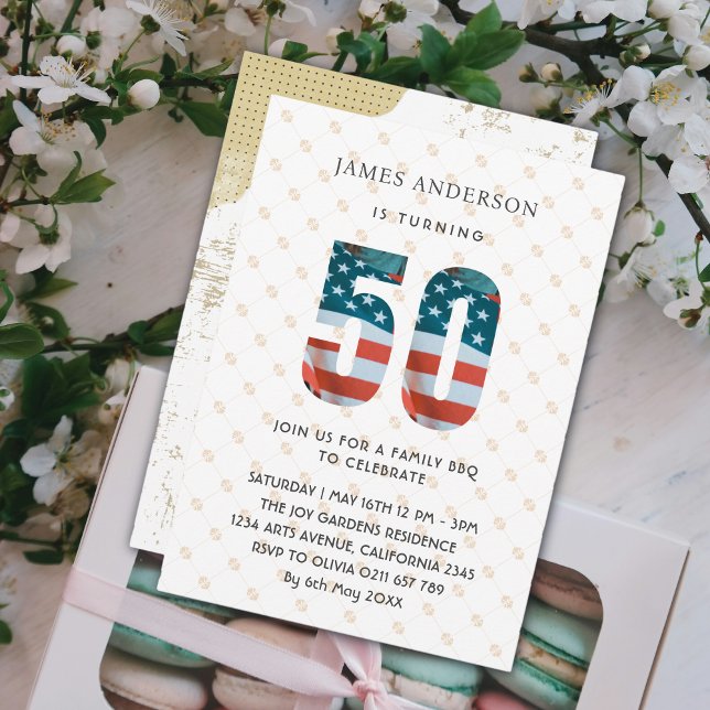 Invitation 40e anniversaire Famille BBQ Party 4 juillet Anniv (Créateur téléchargé)