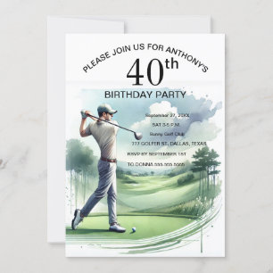 Invitation 40e Anniversaire Fête Golfer Adulte Par Sports Gol