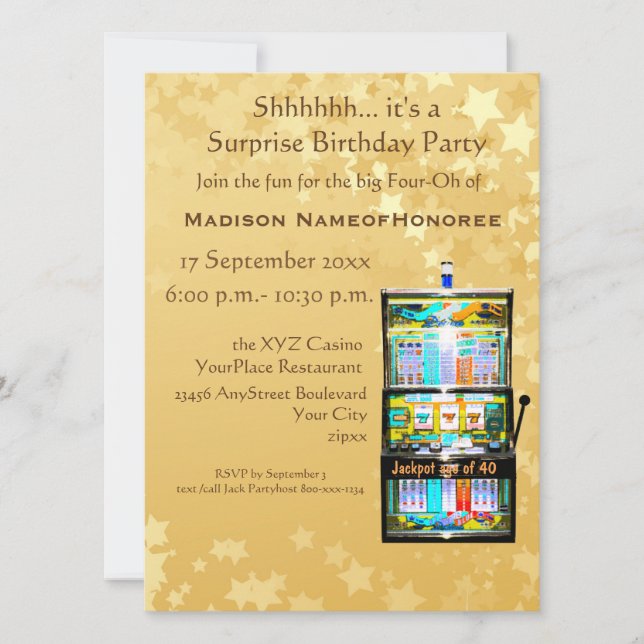 Invitation 40e Anniversaire Gold Casino machine à sous (Devant)