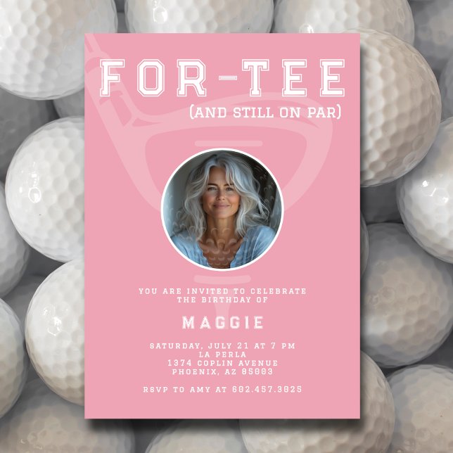 Invitation 40e Anniversaire Golf Club Photo rose moderne (Créateur téléchargé)