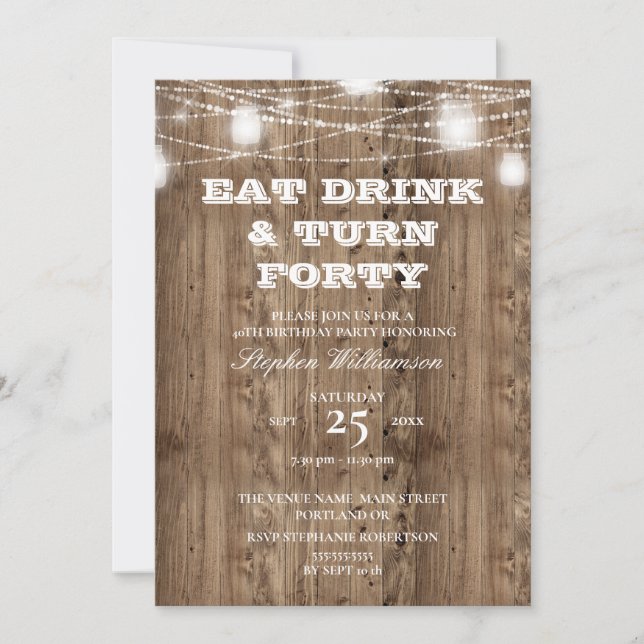 Invitation 40e anniversaire Grange Bois Manger Boisson et Tou (Devant)