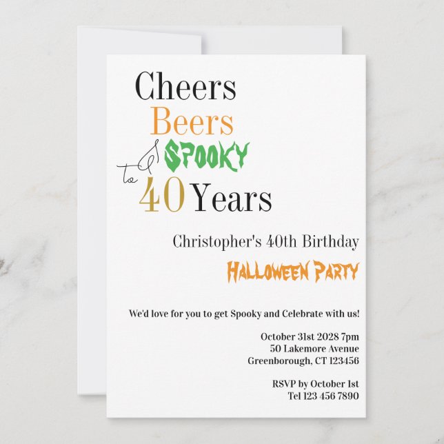 Invitation 40e anniversaire Halloween Soeurs Éffrayants fête (Devant)