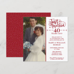 Invitation 40e anniversaire juste marié Mariage photo Carré
