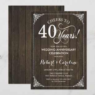 Invitation 40e anniversaire Mariage - Bois