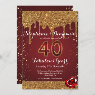 Invitation 40e anniversaire Mariage Ruby Parties scintillant