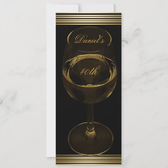 Invitation 40e anniversaire Mens Sepia Gold Boissons froides  (Devant)