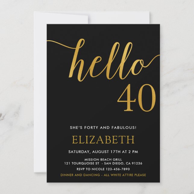 Invitation 40e anniversaire moderne BONJOUR 40 Anniversaire a (Devant)