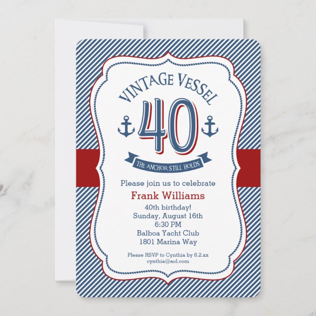 Invitation 40e anniversaire nautique (Devant)