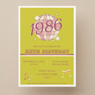 Invitation 40e anniversaire né en 1986 Vintage