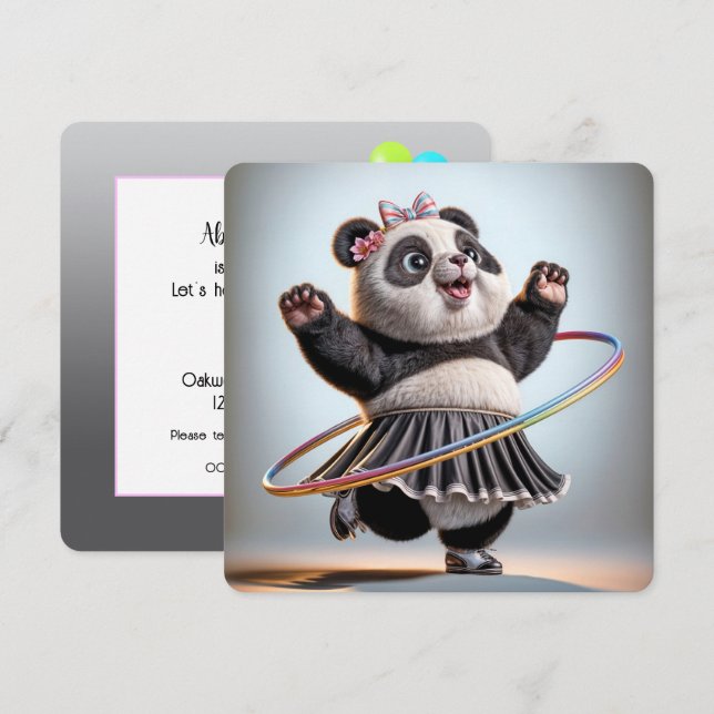 Invitation 40e anniversaire Ours de Panda avec Hula Hoop (Devant / Derrière)