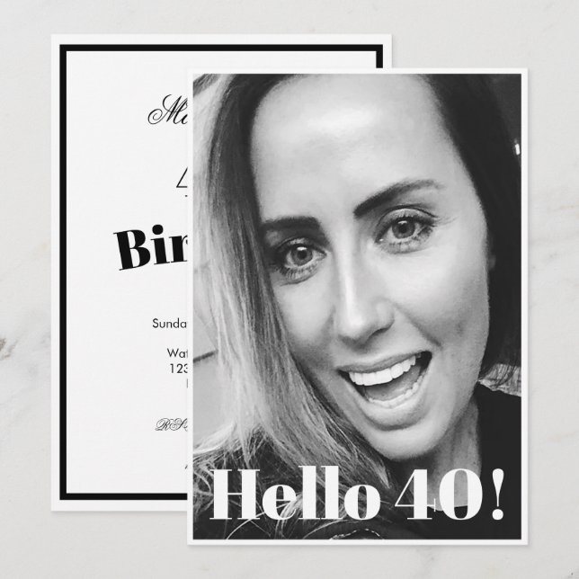 Invitation 40e anniversaire Photo moderne Elégant (Devant / Derrière)