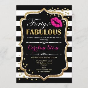 Invitation 40e anniversaire - Quarante fabuleux Black Pink Go