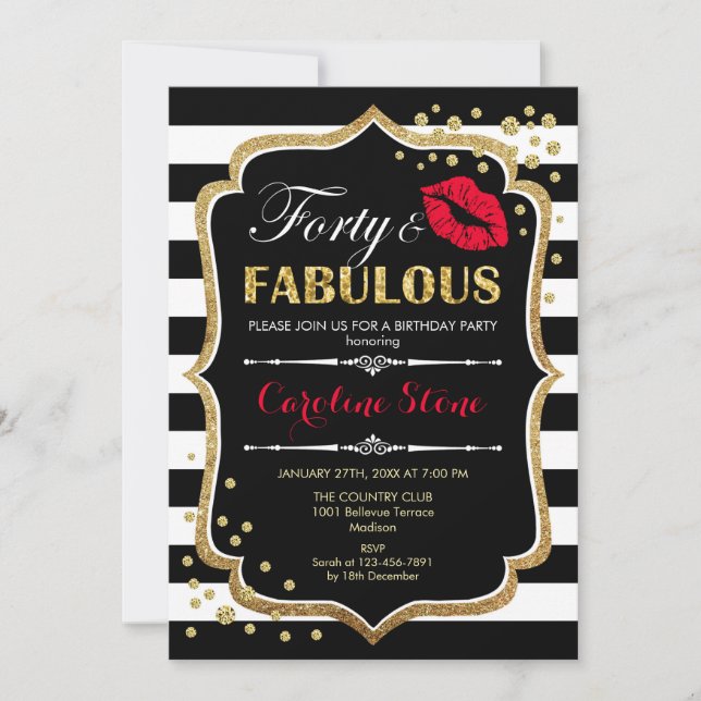 Invitation 40e anniversaire - Quarante fabuleux Black Red Gol (Devant)