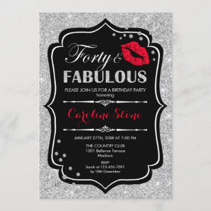 Invitation 40e anniversaire - Quarante fabuleux Black Red Sil
