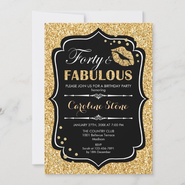 Invitation 40e anniversaire - Quarante Fabuleux Gold Black (Devant)