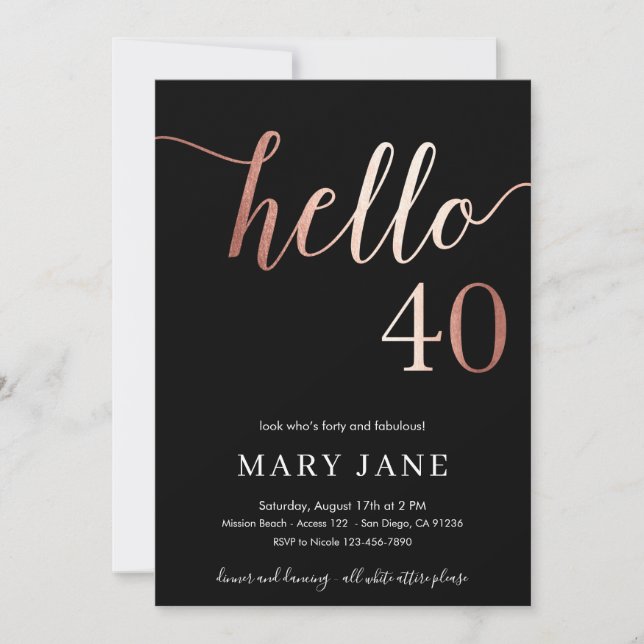 Invitation 40e anniversaire, quarantième anniversaire (Devant)