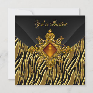 Invitation 40e anniversaire Rich Zebra or Ambre bijou Noir