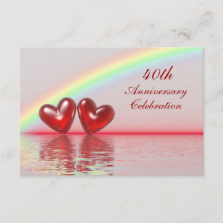 Invitation 40e Anniversaire Rubis Cœurs