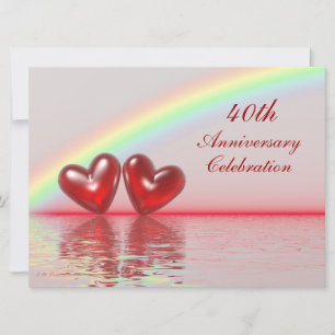 Invitation 40e anniversaire Rubis Cœurs
