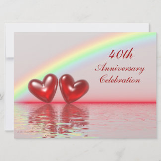 Invitation 40e anniversaire Rubis Cœurs