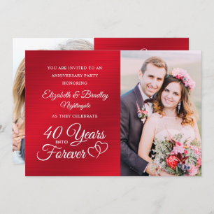 Invitation 40e Anniversaire Ruby Hearts ANNÉES EN FOREVER