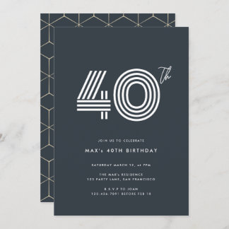 Invitation 40e anniversaire Sombre minimal