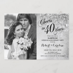 Invitation 40e anniversaire surprise avec photo - Argent