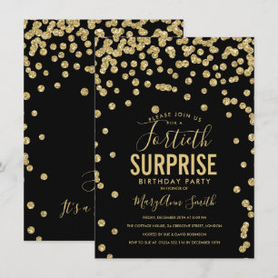 Invitation 40e anniversaire surprise Gold Black