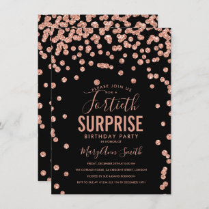 Invitation 40e anniversaire surprise Rose Gold Black
